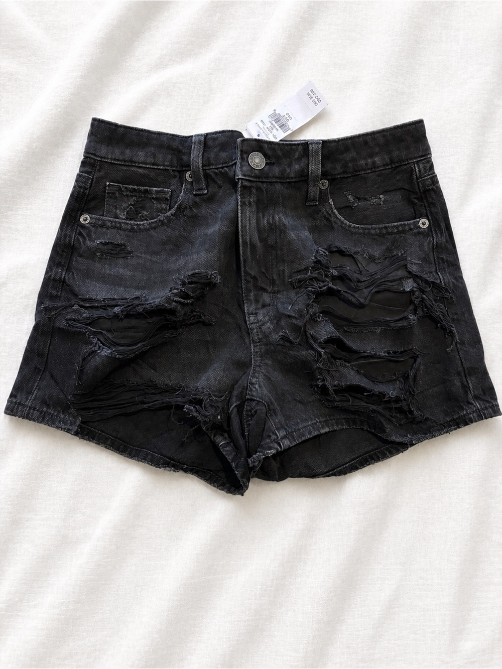 American Eagle Outfitters Black Distressed Denim Shorts